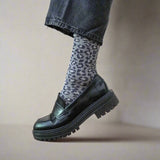 Chaussettes Paillettes Léopard Grises
