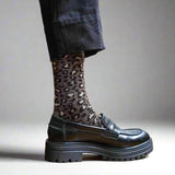 Chaussettes Paillettes Léopard Marron