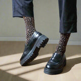 Chaussettes Paillettes Léopard Marron