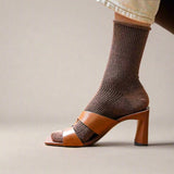 Chaussettes Paillettes Camel Marrons