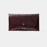 Portefeuille Mini Enveloppe Croco Bordeaux