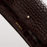 Portefeuille Mini Enveloppe Croco Bordeaux