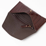 Portefeuille Mini Enveloppe Croco Bordeaux