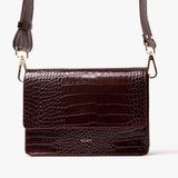 Sac Carré Parfait Croco Bordeaux