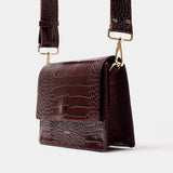 Sac Carré Parfait Croco Bordeaux
