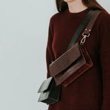 Sac Carré Parfait Croco Bordeaux