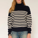 Pull Col roulé Kakémono Navy
