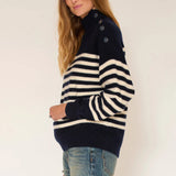 Pull Col roulé Kakémono Navy