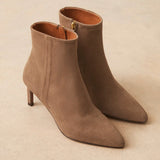 Taupe Suede Heeled Ankle Boots No. 720