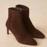 Chocolate Brown Suede Heeled Ankle Boots No. 720