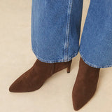 Chocolate Brown Suede Heeled Ankle Boots No. 720