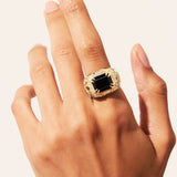 Panthère ring Black colored quartz