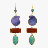 Boucles d'oreilles coquilage améthyste et amazonite