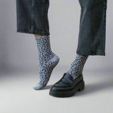 Chaussettes Paillettes Léopard Grises