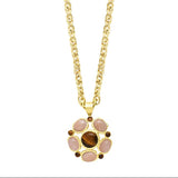 Sautoir multi-pierres quartz rose et oeil de tigre Tilleul