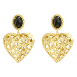 Boucles d'oreilles coeur dentelle labradorite Cèdre