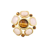 Broche multi-pierres quartz rose et oeil de tigre Tilleul