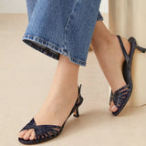 Sandales N°460 Cuir Vernis Marine