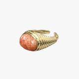 Peach moonstone dome ring