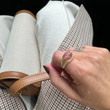 Peach moonstone dome ring