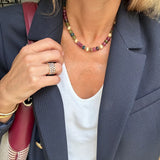 Collier Tourmaline multicolore et boules d’or
