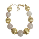 Gold and rose quartz bead bracelet